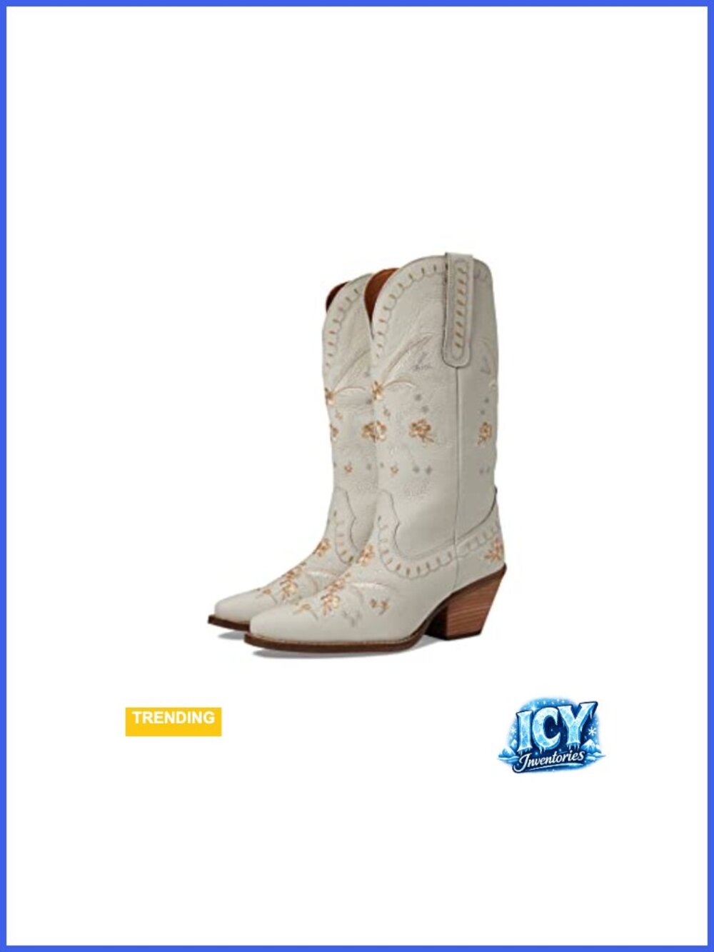 Leather Knee High Boots Pull On Embroidered Block Heel Casual